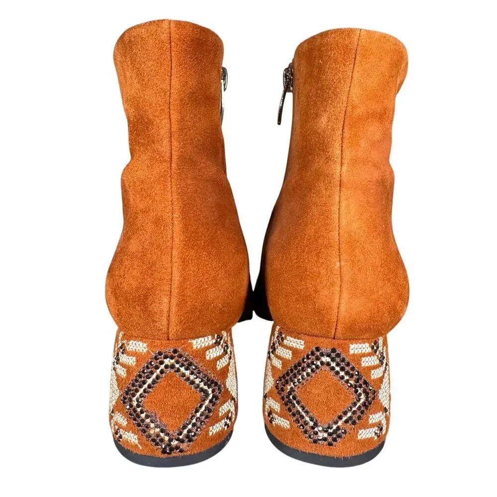Azura Pizzazz Rust Suede Booties‎ With Heel Women’s Size 38 / 7.5 US